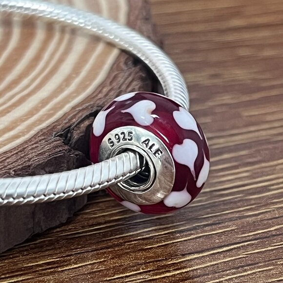 Pandora Red love Pink Hearts New Murano Glass Bead Charm - Picture 3 of 6
